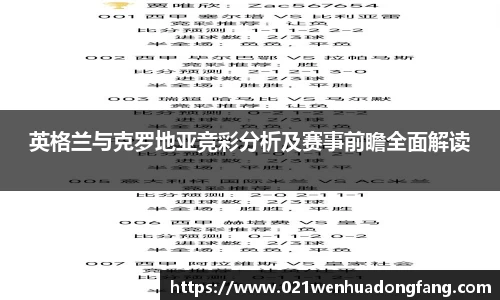 英格兰与克罗地亚竞彩分析及赛事前瞻全面解读